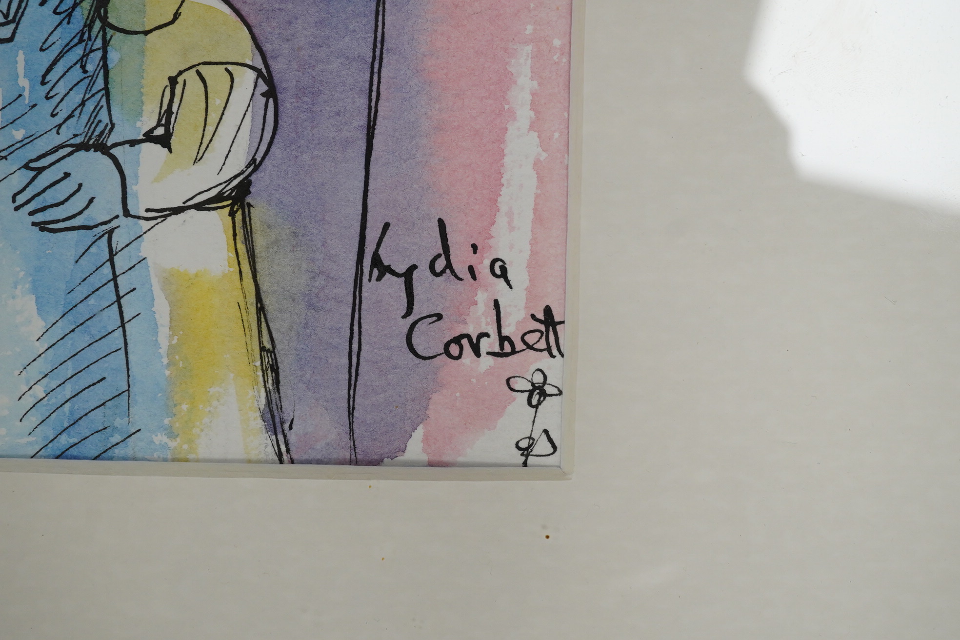 Lydia Corbett (b.1934), ink and watercolour, ‘Sylvette David’, signed and inscribed in ink, 49 x 38cm. Condition - good